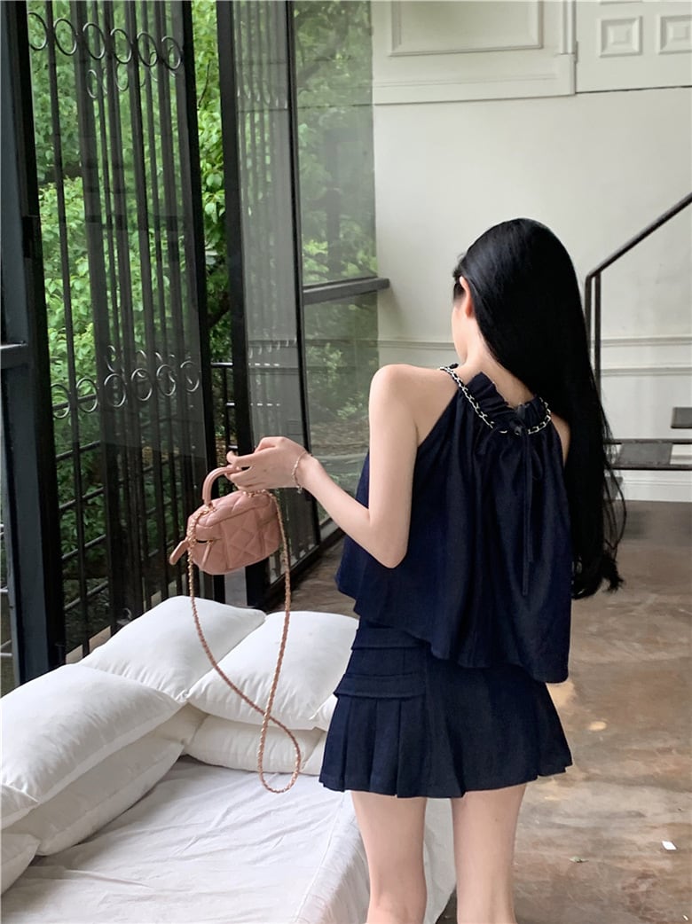 【set】デニムキャミソール+ギャザースカート２点セットG21347