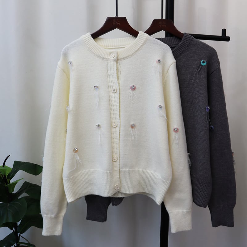 【outer】クルーネックニットカーデ　M25528