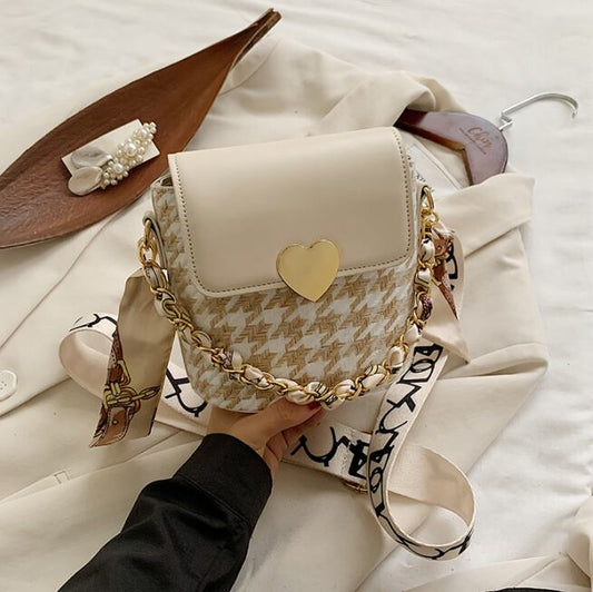 【小物】金属飾り肩掛けハンドバッグ切り替えエレガントチェーンバッグ