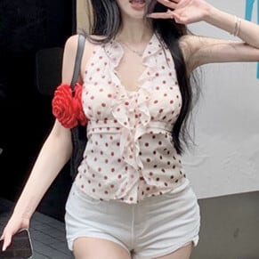 【tops】ドット柄キャミソール　M24590