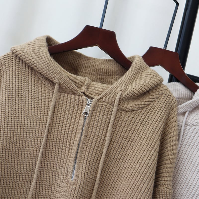 【tops】フード付きニットセーター　M27561