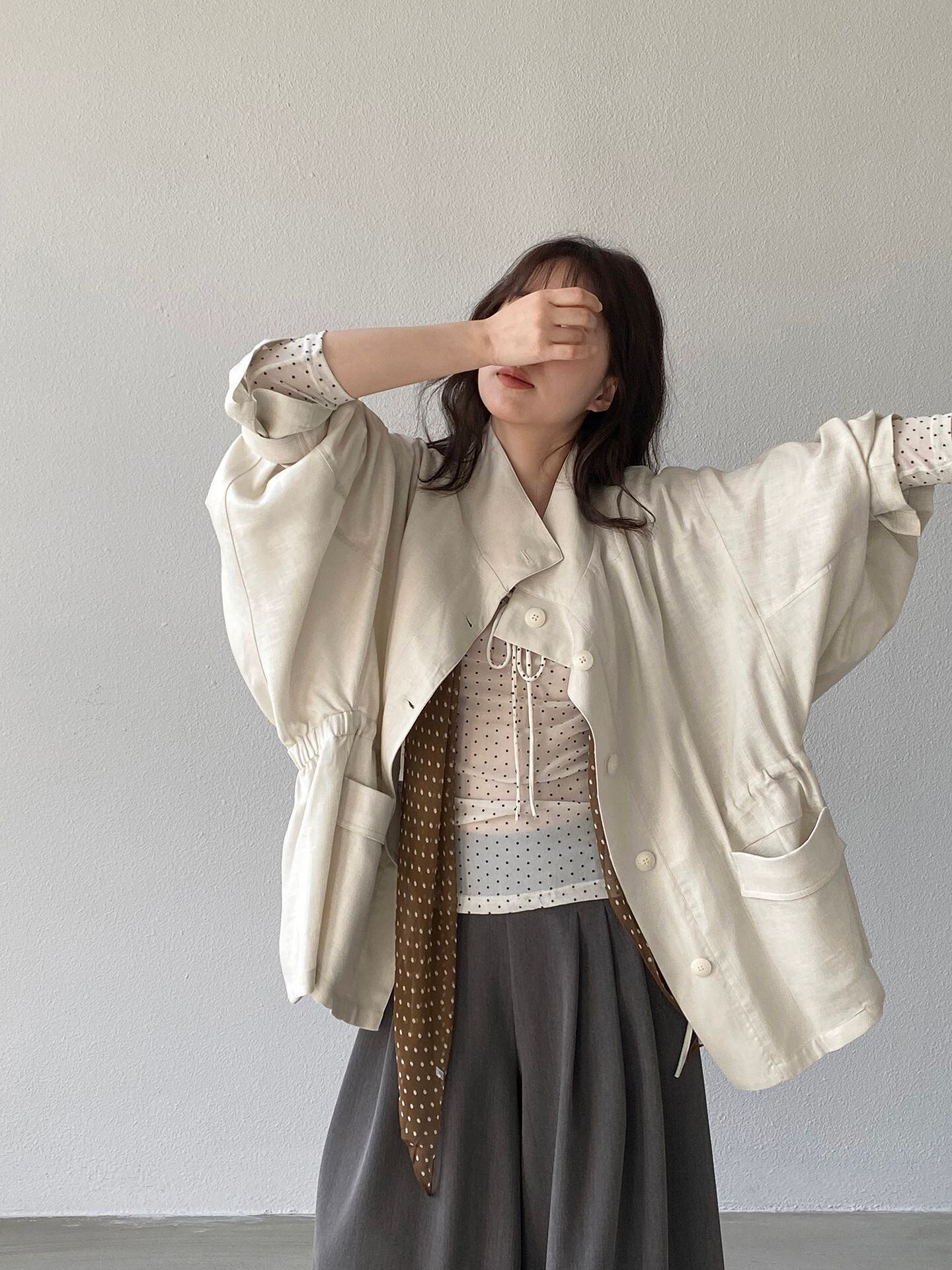 【outer】リネンコート Q8245