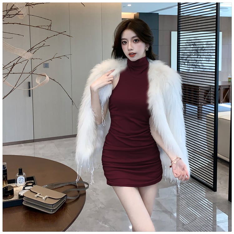 【dress】ノースリーブ裹起毛ワンピース　M28104