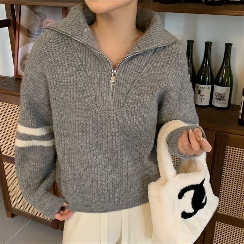 【tops】ファスナーニットセーター　M25995
