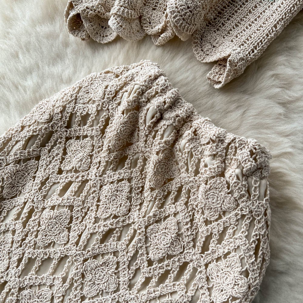 【set】キャミソール+スカート透かし彫り2点セットF7518