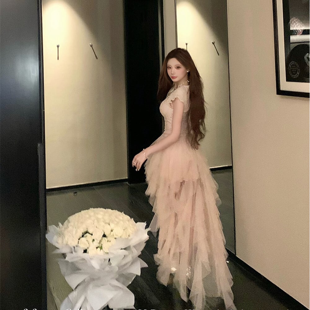 【dress】イレヘムチュールワンピース　N3411