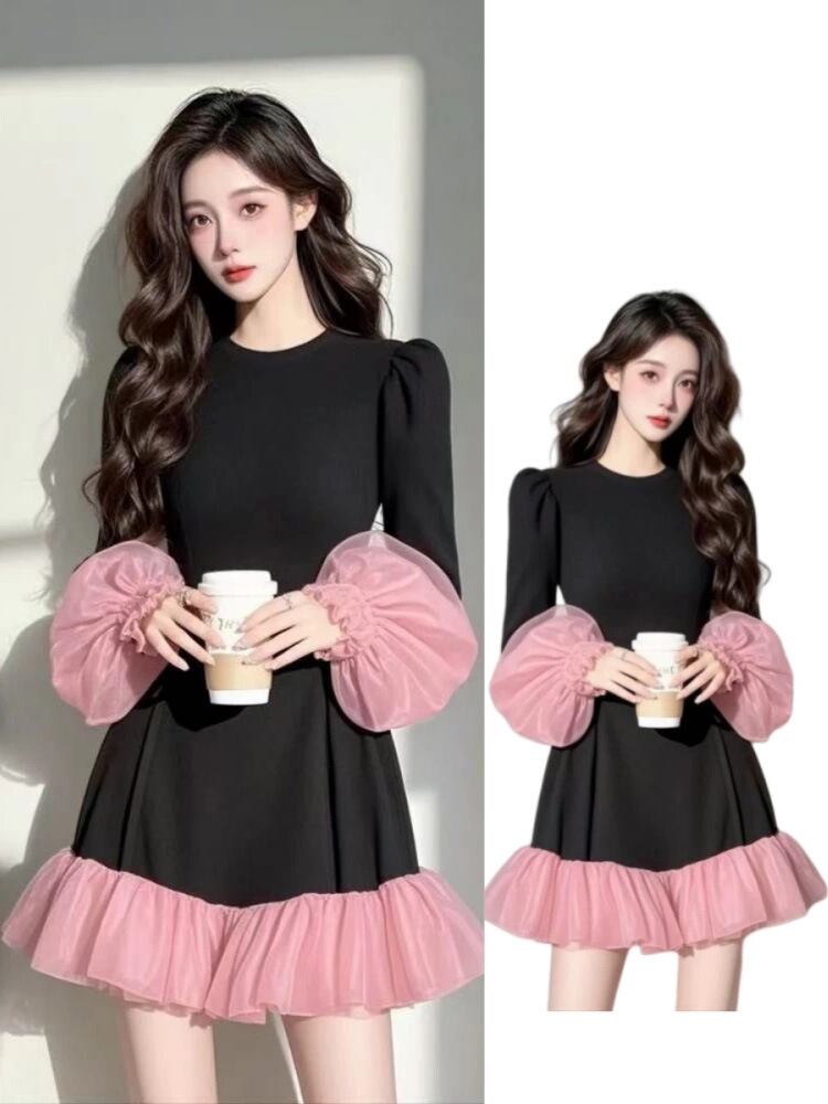【dress】チュールコンビワンピース　M29483