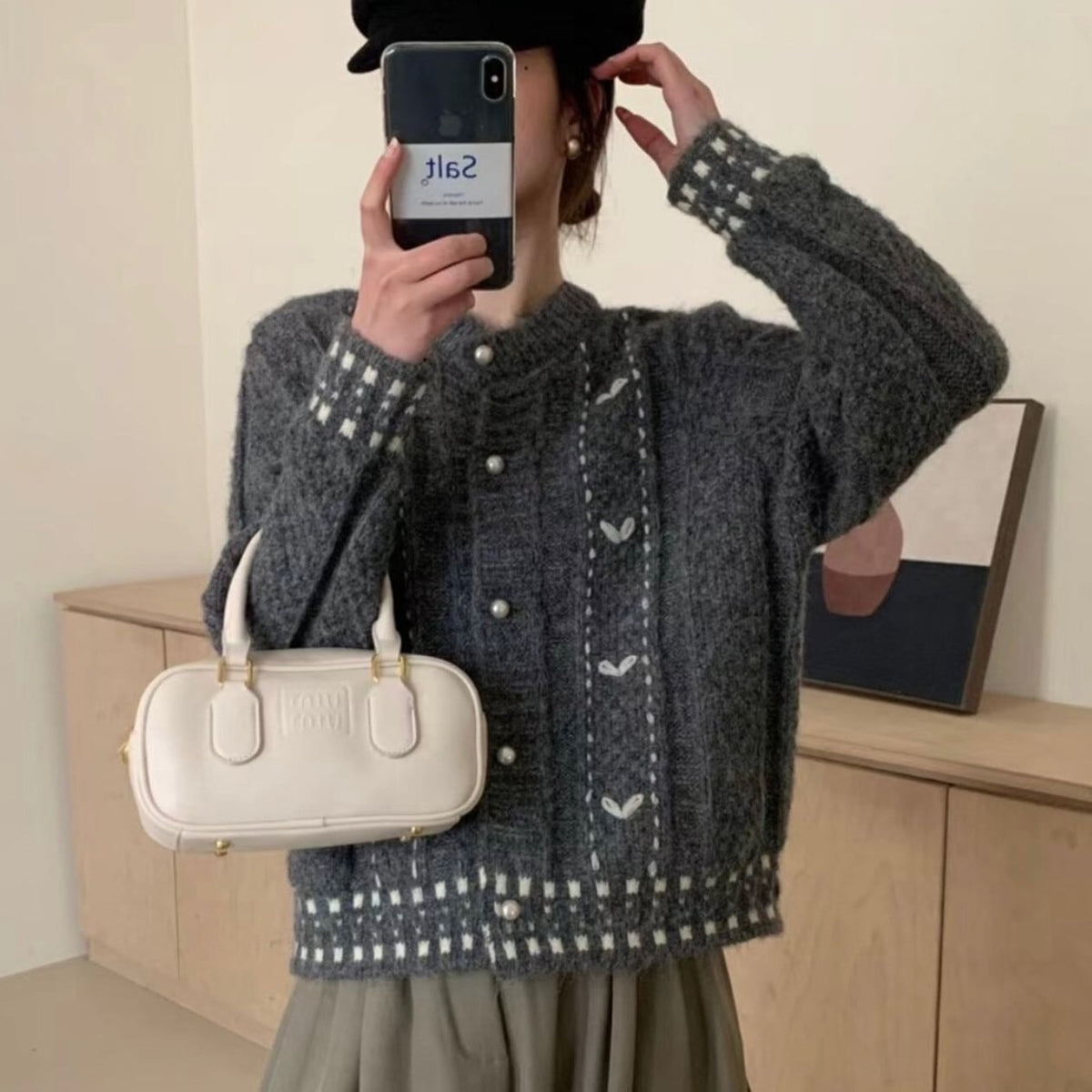【outer】ジャカードニットカーデ　M28699