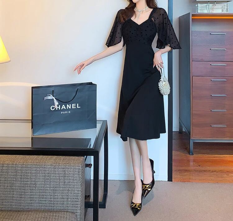 【dress】メッシュ切り替えワンピース G20254