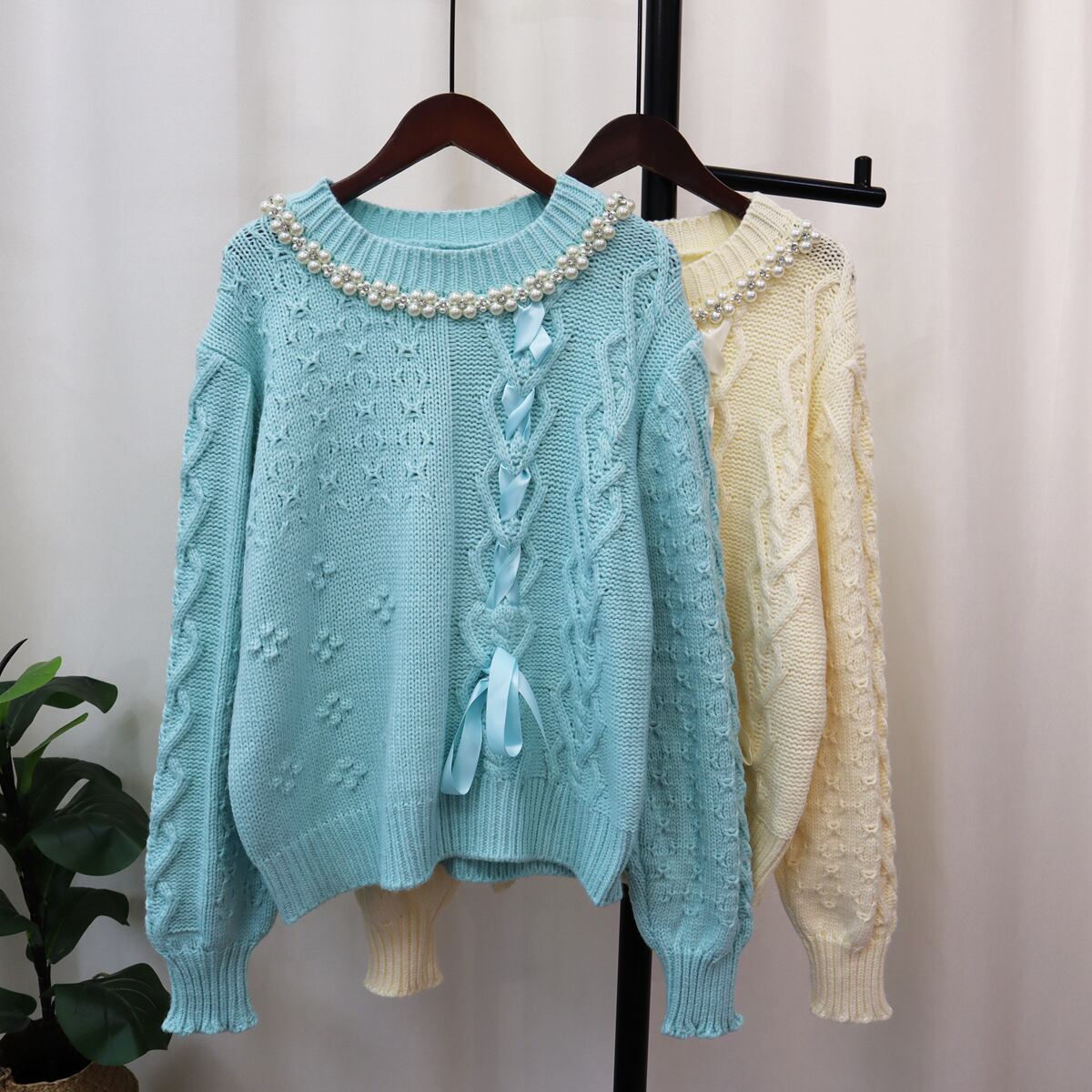 【tops】パールニットセーター　M18795