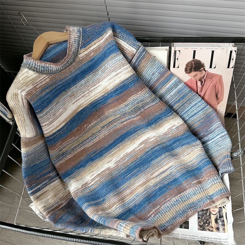 【tops】ボーダー柄ニットセーター　M18624