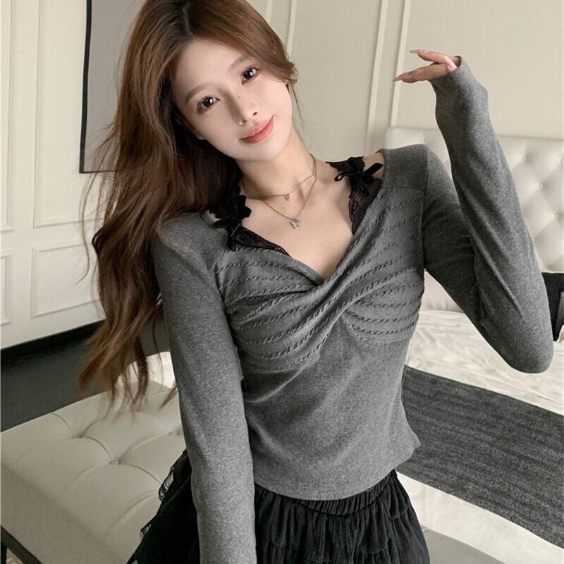 【tops】レース切り替えトップス　M27422