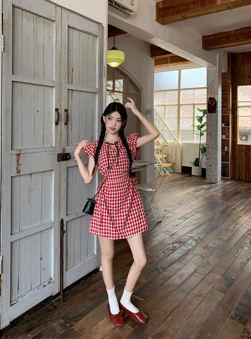 【dress】チェック柄ワンピース　M24139