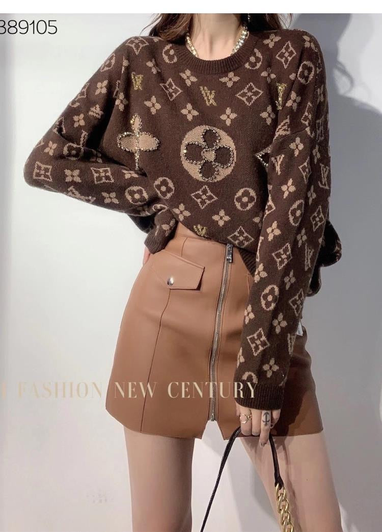 【tops】2色長袖ニットセーターF8144