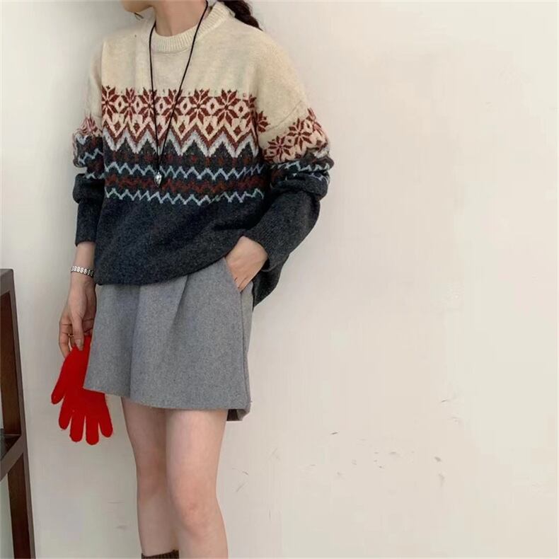 【tops】ジャカードニットセーター　M27137