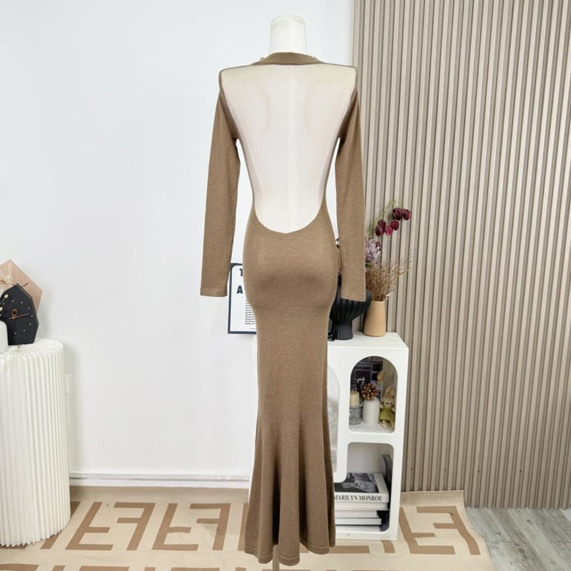 【dress】チュールドッキングニットワンピース Q7621