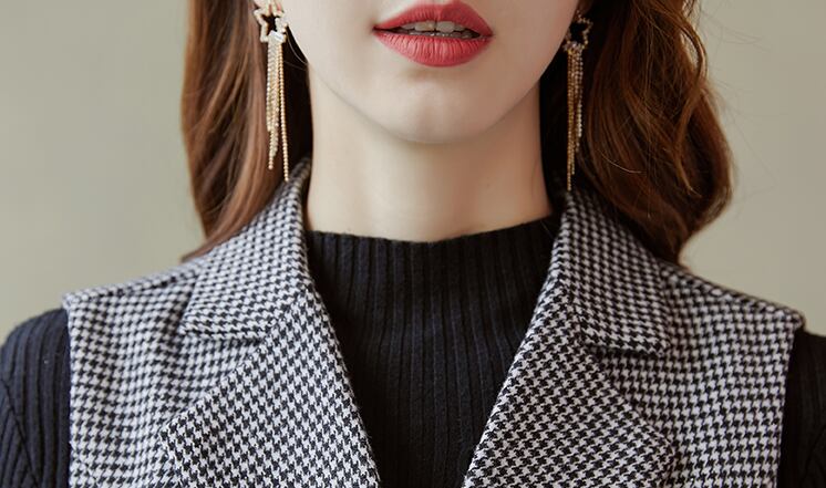 【set】好感度UP!気質満点レトロ高品質秋冬新作トップス+ベストワンピース２点セット G4723