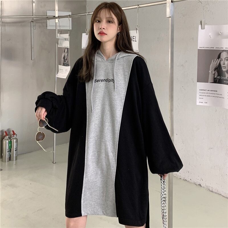 【dress】韓流スタイル!気質満点レトロ秋ルーズパーカーワンピース G1883