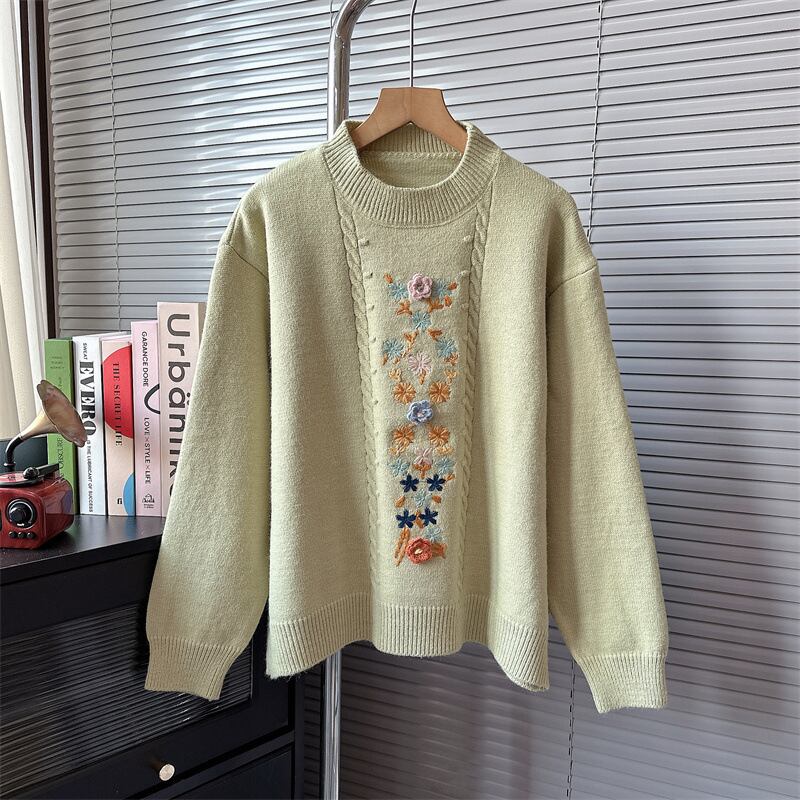 【tops】刺繍ニットセーター　M19101