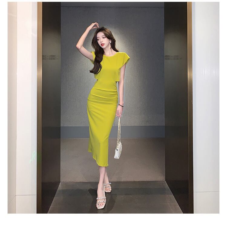 【dress】人気を獲得フランス風気質満点デザイン透かし彫り着痩せスリットタイトワンピース G8676