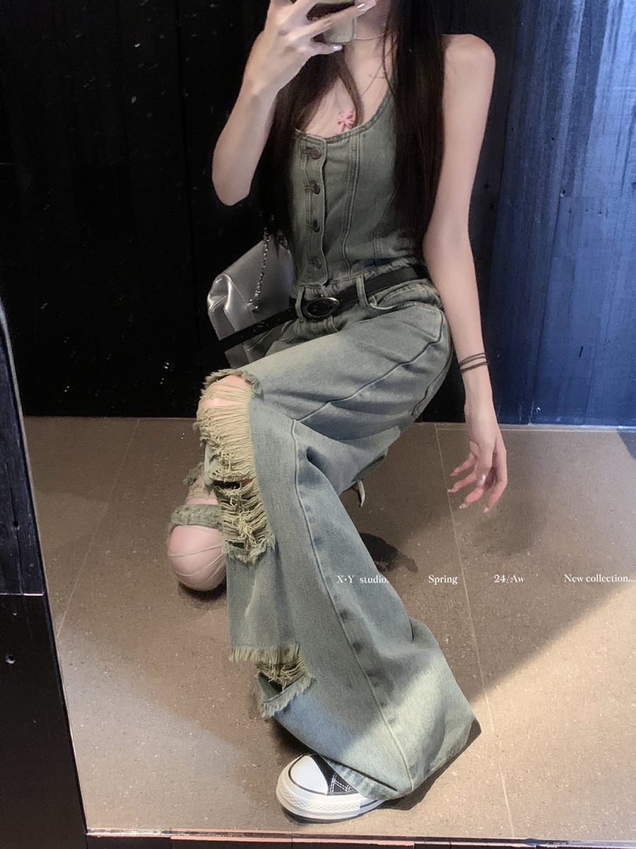 【set】デニムオールインワン　M24365