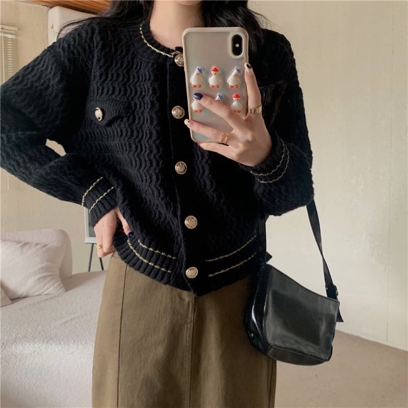 【outer】クルーネックニットカーデ　M26153