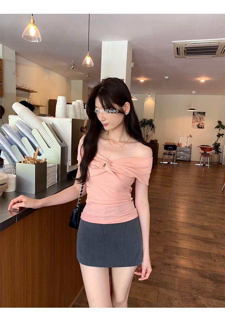 【tops】ボートネックTシャツ　M24877
