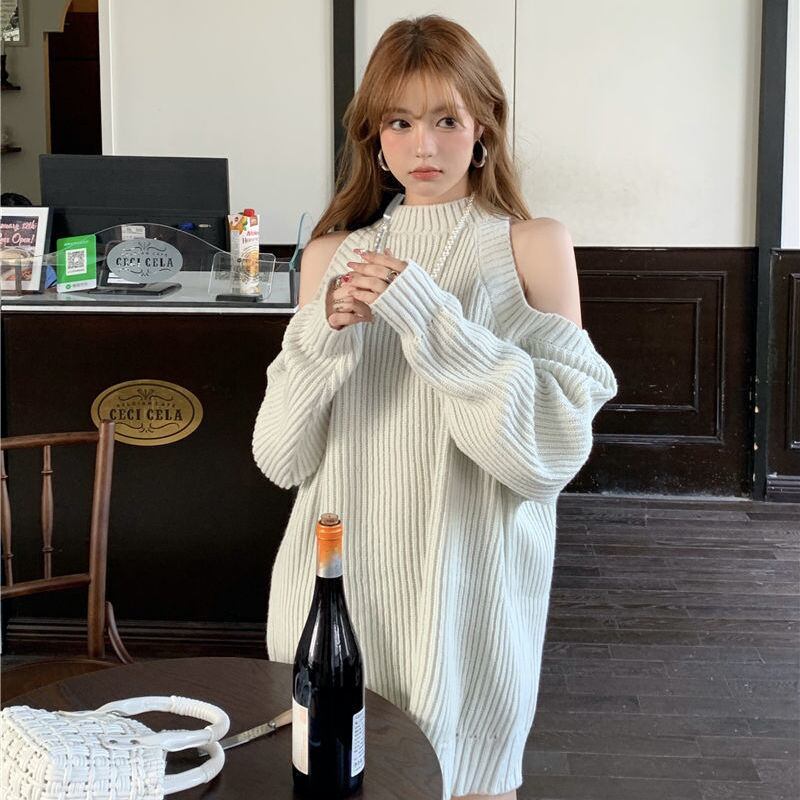 【tops】オフショルダーニットセーター　M18397