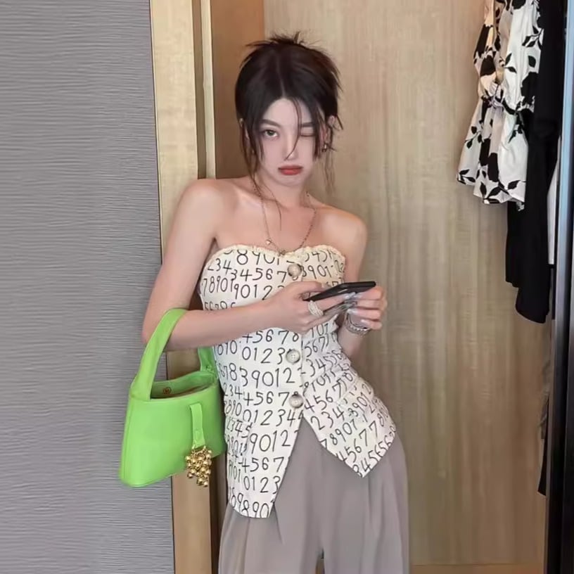 【set】ベアトップ×ワイドパンツセット　M24364