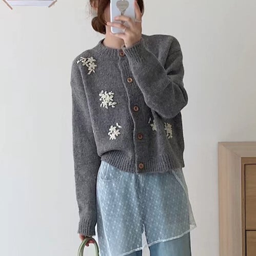 【outer】刺繍ニットカーデ　M17962