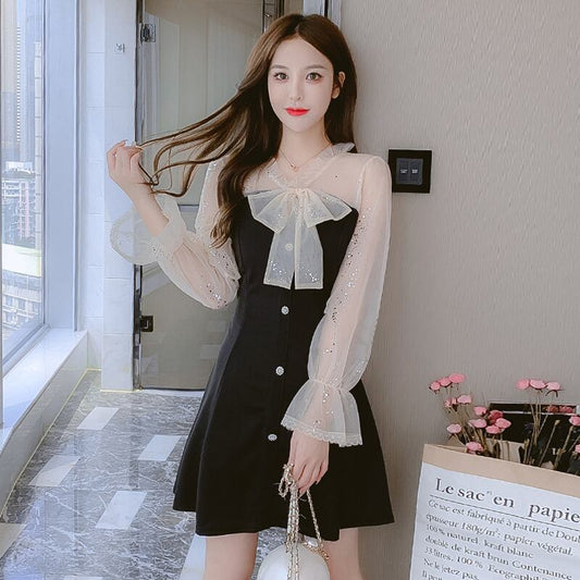 【dress】好感度UP!気質満点レトロスウィート長袖2021新作秋着痩せワンピース G1734