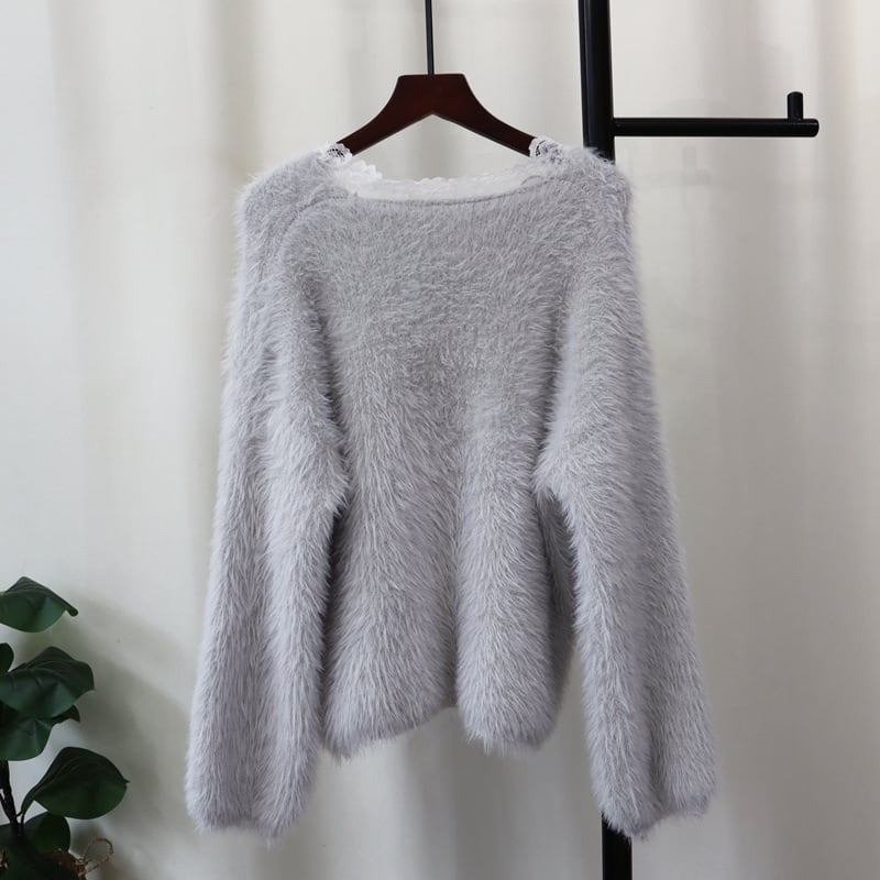 【tops】レース切り替えニットセーター　M27538