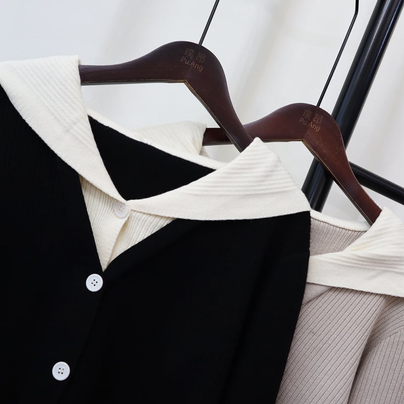 【outer】切り替えニットカーデ　M25438