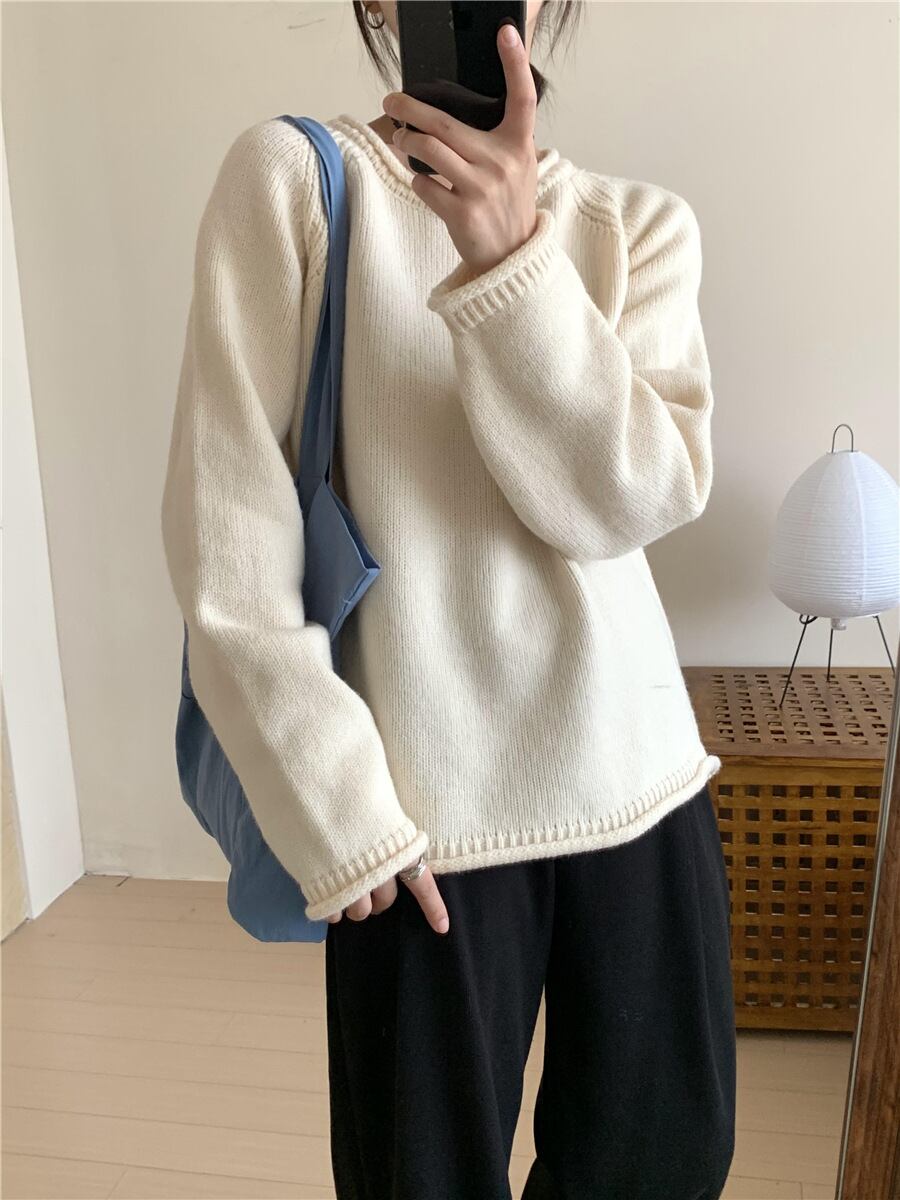 【tops】クルーネックニットセーター　M18672