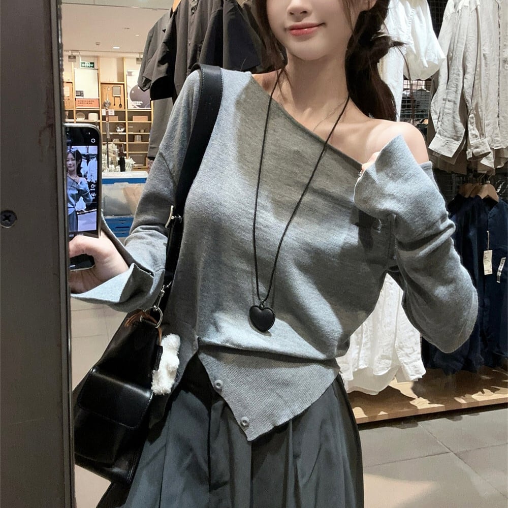 【tops】オフショルダーニットトップス　M26188