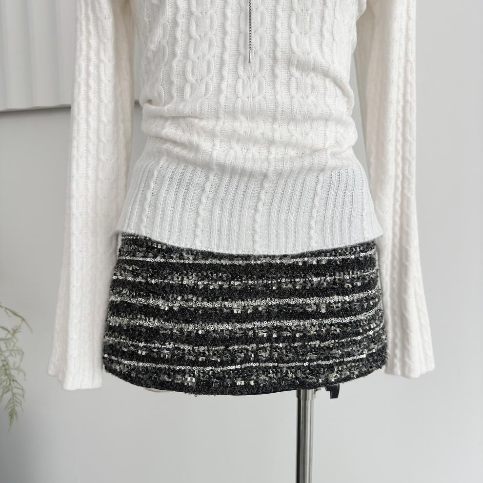 【tops】オフショルダーニットセーター　M28070