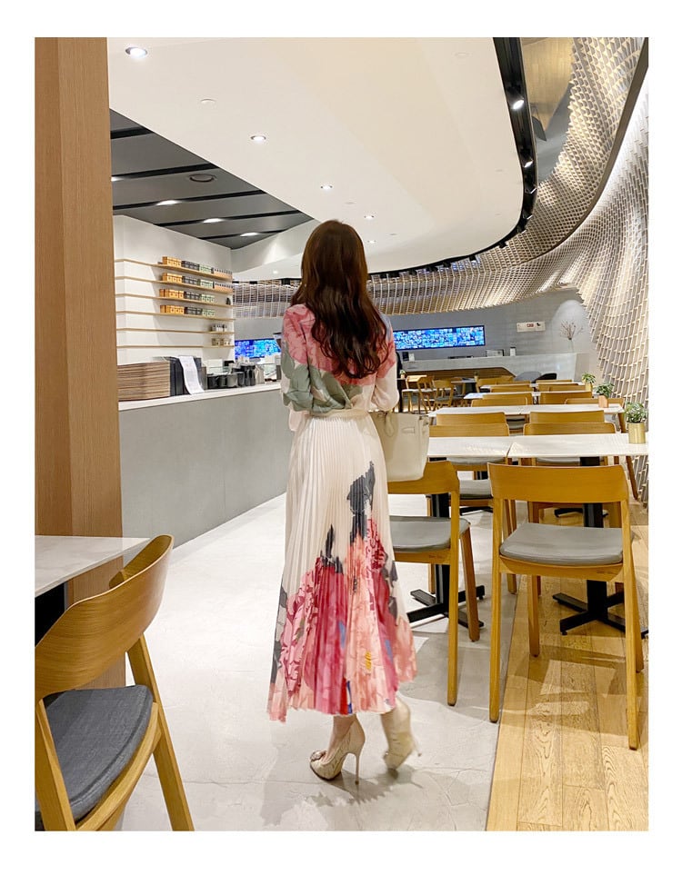 【set】プリントリボン付きブラウス×スカートセット　M29756