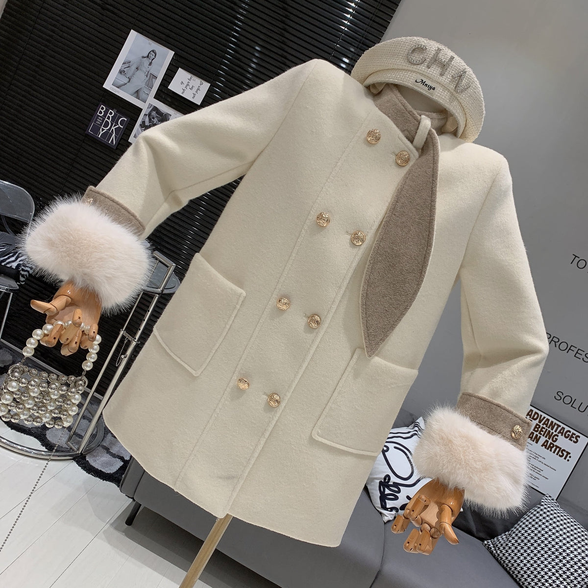 【outer】ファーダブルボタンコート　M27635