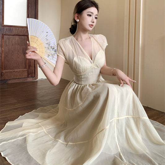 【dress】フランス風VネックデートワンピースG21912