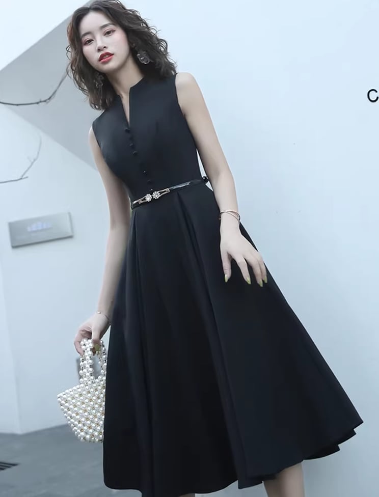 【dress】ノースリーブAラインフレアワンピース Q8438