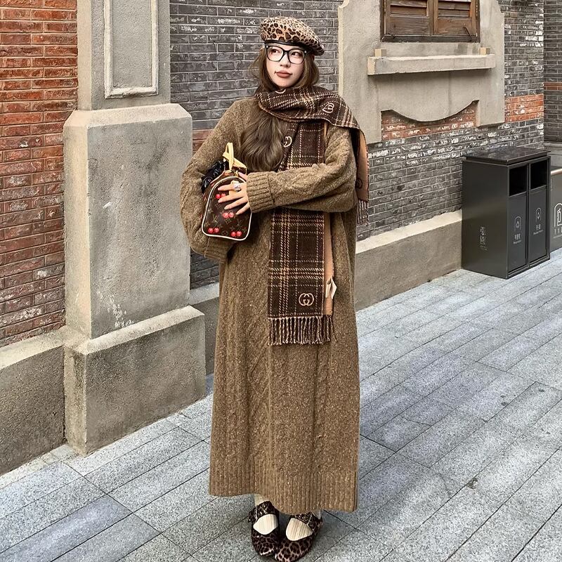 【dress】ロングニットワンピース Q7697