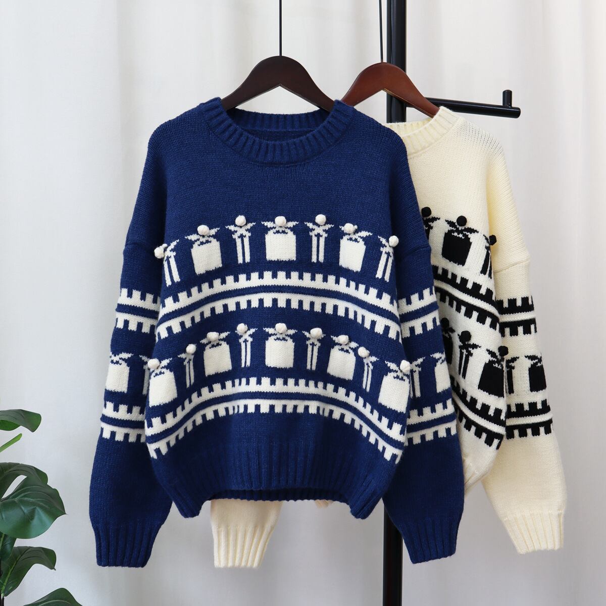 【tops】クルーネックニットセーター　M18796