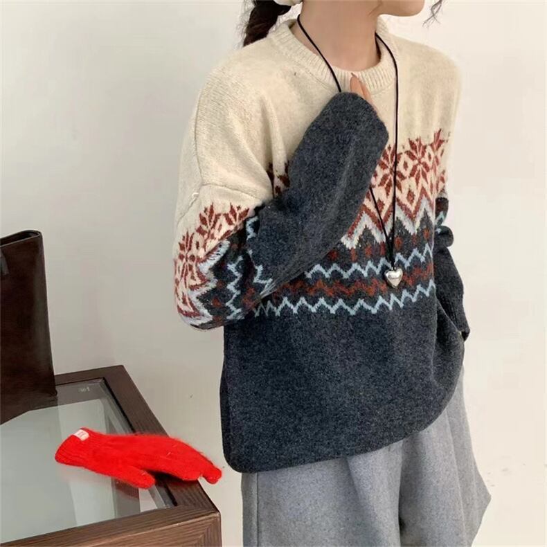 【tops】ジャカードニットセーター　M27137