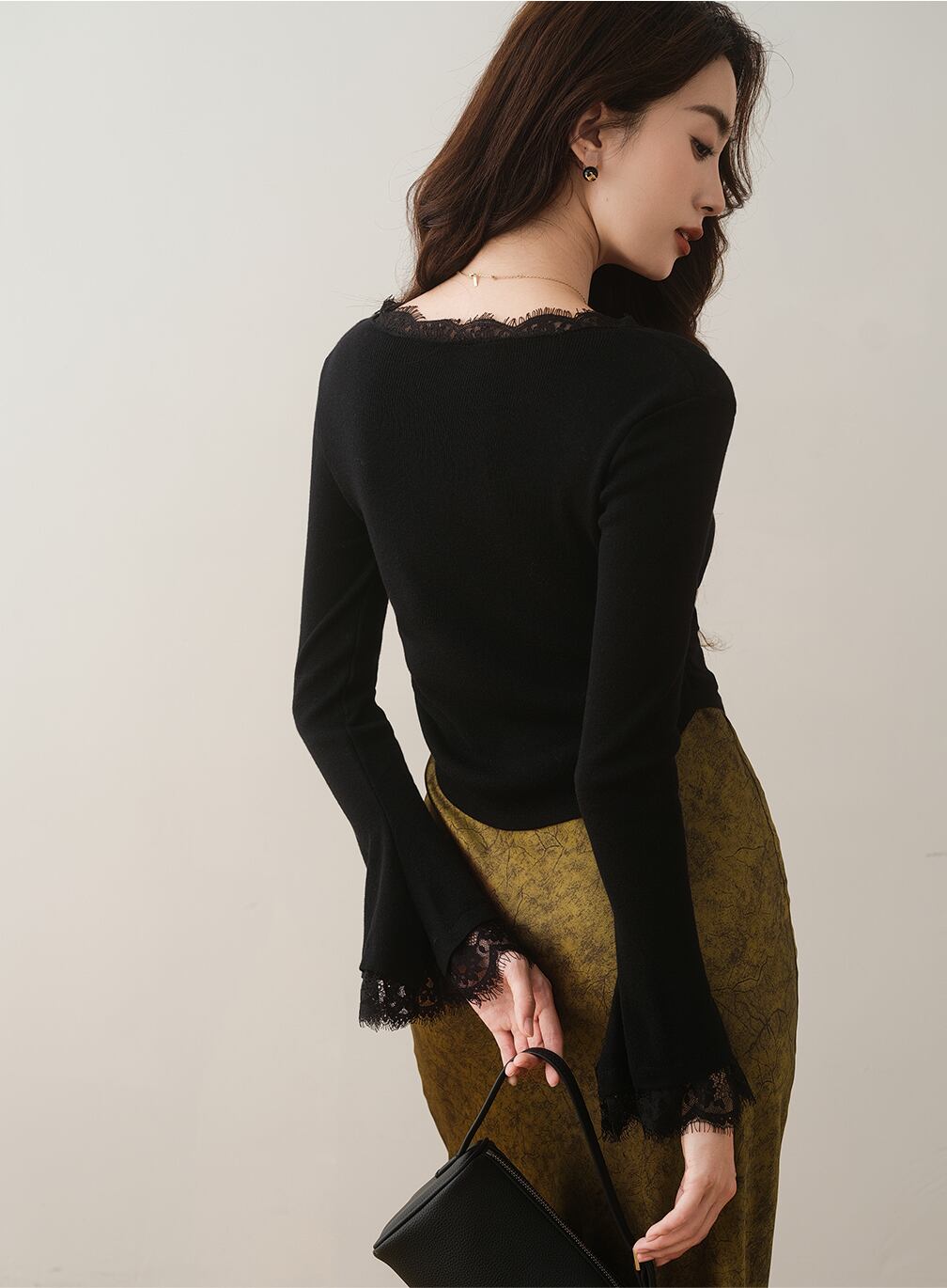 【tops】レースドッキングニットトップス N3427