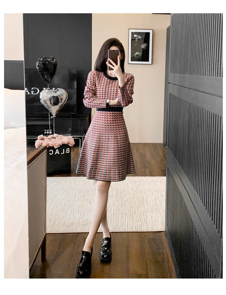【dress】おすすめエレガントジャカードニットワンピース　M17516
