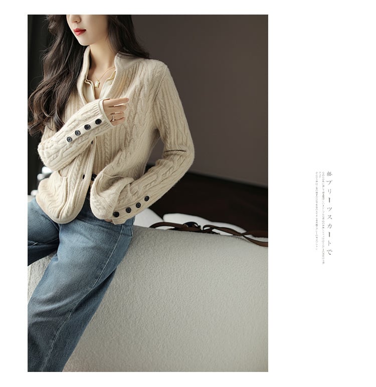 【outer】ボタンデザインニットカーデ　M25854