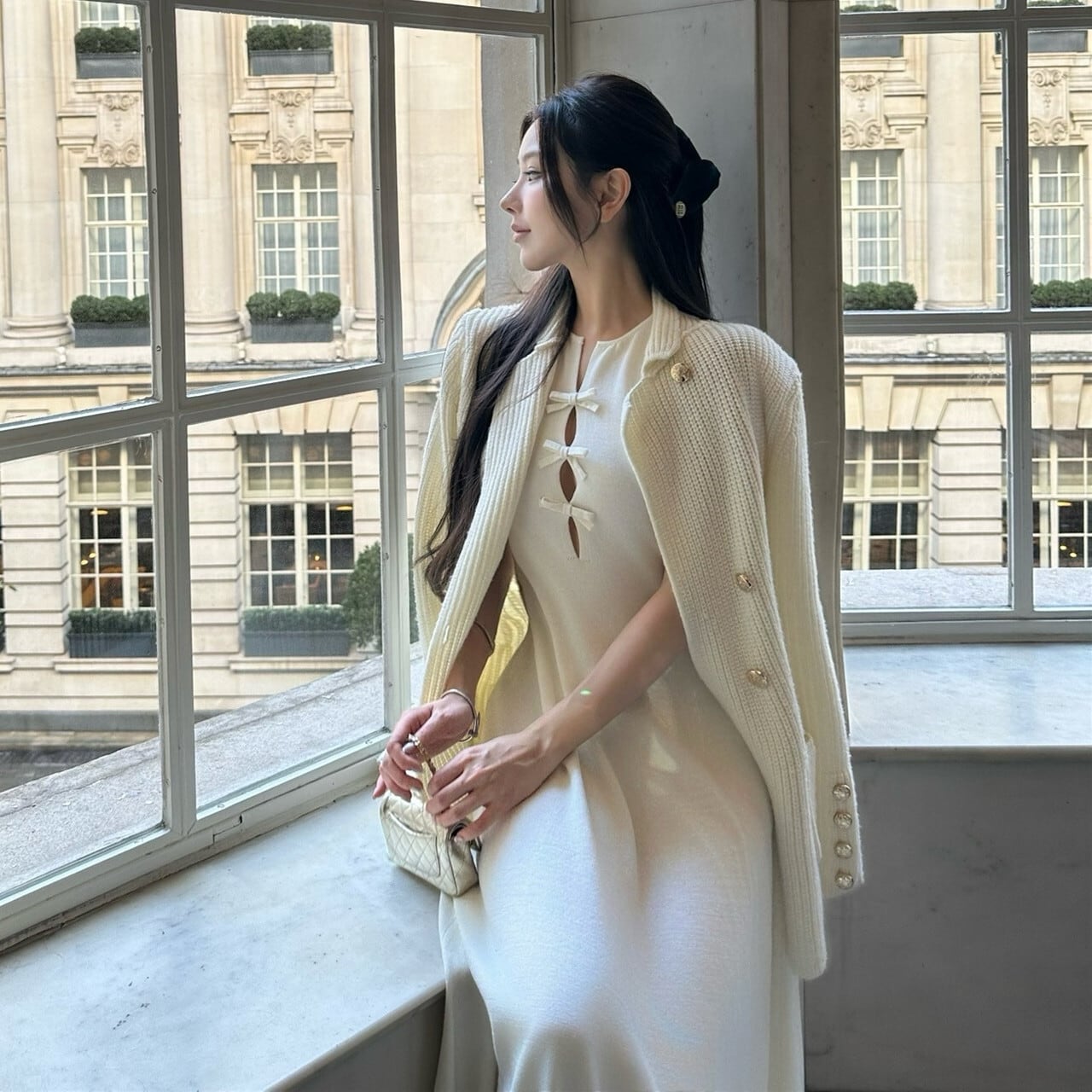【dress】リボンノースリーブニットワンピース N3516