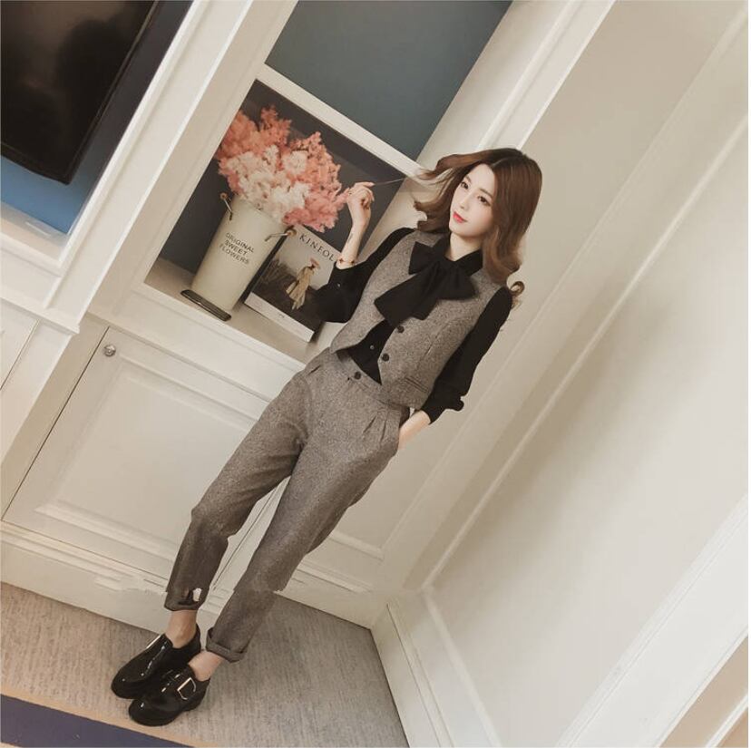 【set】ファッション!気質満点スーツベスト+シャツ+パンツオシャレ3点セット G2525