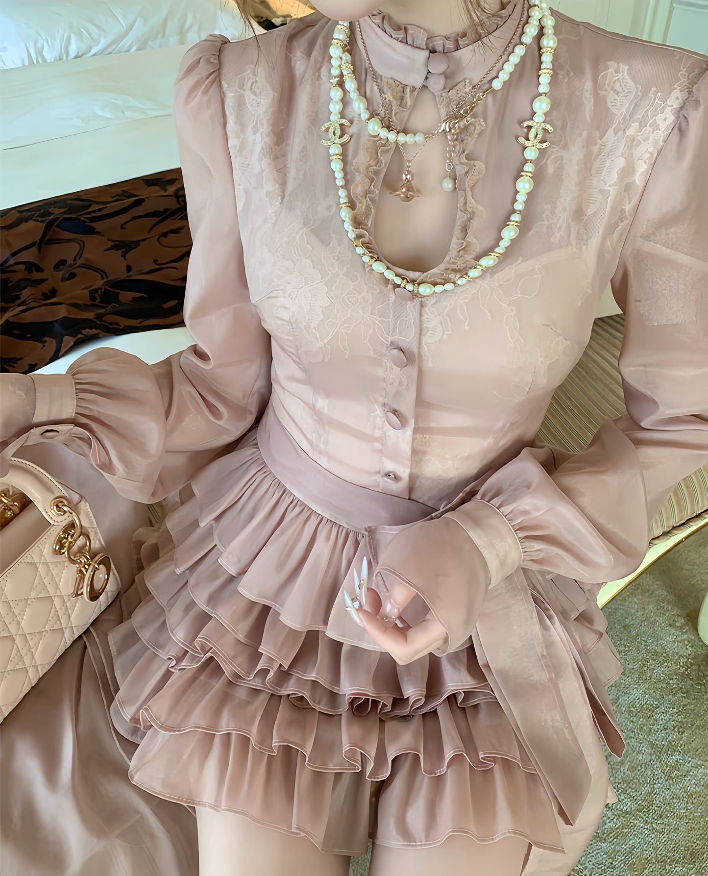 【dress】ビッグリボンティアードミニワンピース　N3326