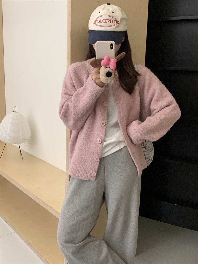 【outer】クルーネックニットカーデ　M18868